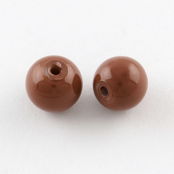 

PandaHall Painted Glass Bead Strands, Baking Paint, Round, Sienna, 10mm, Hole: 1.3~1.6mm, about 80pcs/strand, 31.4 inch Glass Round Brown