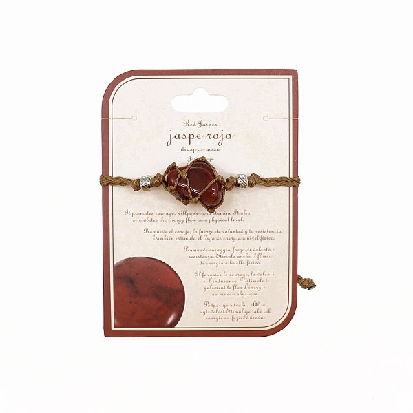 

PandaHall Natural Red Jasper Macrame Pouch Braided Bead Bracelet, Wax Cord Adjustable Bracelet, 9-7/8 inch(25cm) Red Jasper