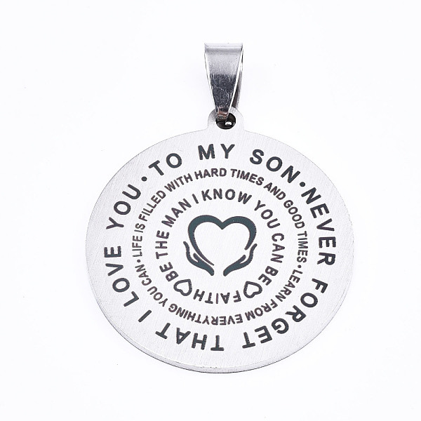 

PandaHall 201 Stainless Steel Quote Pendants, Stamped Dog Tags, Inspirational Gifts for Son Jewelry, Flat Round, Laser Cut, Stainless Steel...