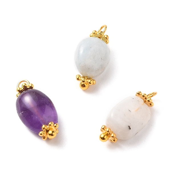 

PandaHall Natural Morganite & Amethyst & White Moonstone Gemstone Pendants, with Alloy Spacer Beads and Golden Brass Ball Head Pins...