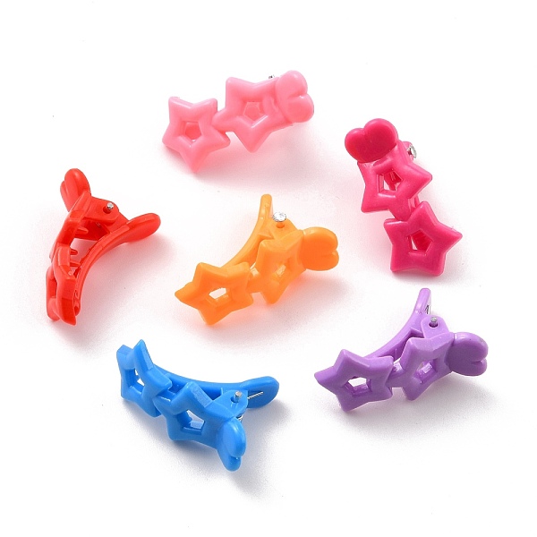 

PandaHall Plastic Alligator Hair Clip Findings, for DIY Kids Hair Accessories, Double Star, Mixed Color, 31x15x19mm, 6pcs/card Plastic..., Multicolor