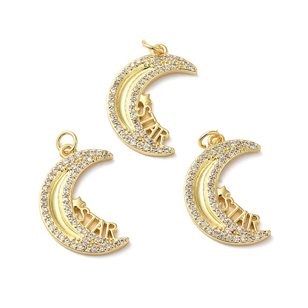 

PandaHall Rack Plating Brass Pave Cubic Zirconia Pendants, with Jump Ring, Lead Free & Cadmium Free, Real 18K Gold Plated, Long-Lasting..., Clear
