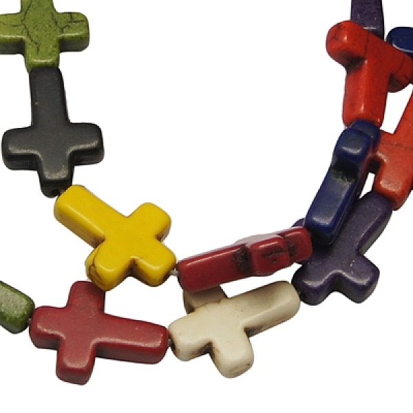 

PandaHall Synthetic Magnesite Beads Strands, Cross, Dyed, Mixed Color, Size: about 12mm wide, 16mm long, 4mm thick, hole: 1mm..., Multicolor