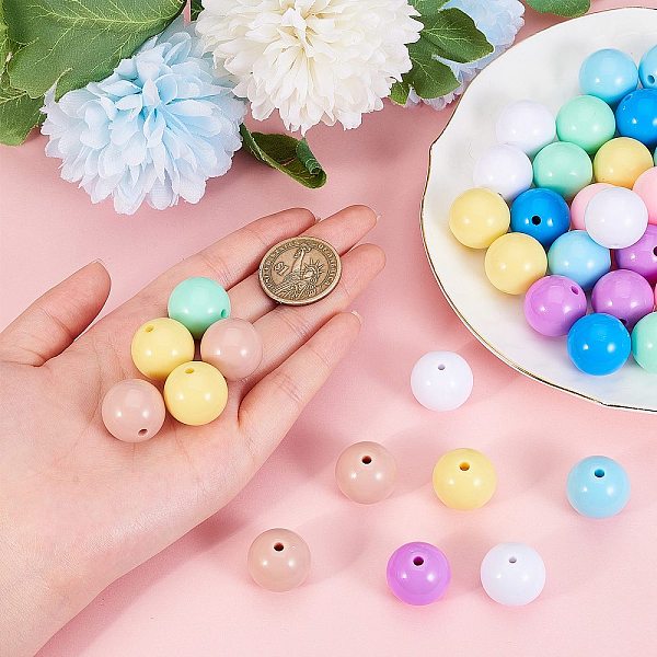 

PandaHall 80Pcs 8 Style Opaque Acrylic Beads, Chunky Bubblegum Round Acrylic Beads, Round, Mixed Color, 19~20mm, Hole: 2~3mm, 10pcs/style..., Multicolor