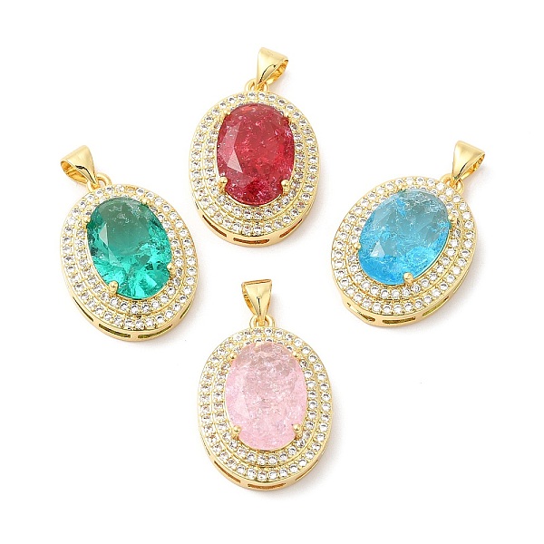 

PandaHall Real 16K Gold Plated Brass Micro Pave Cubic Zirconia Pendants, with Glass, Oval Charms, Mixed Color, 23x17x8mm, Hole: 5x3.5mm..., Multicolor