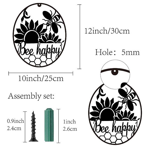 

PandaHall CREATCABIN Metal Bee Happy Wall Art Bee Hive Decor Wall Hanging Silhouette Sculpture Ornaments Iron Sign for Indoor Outdoor Home...