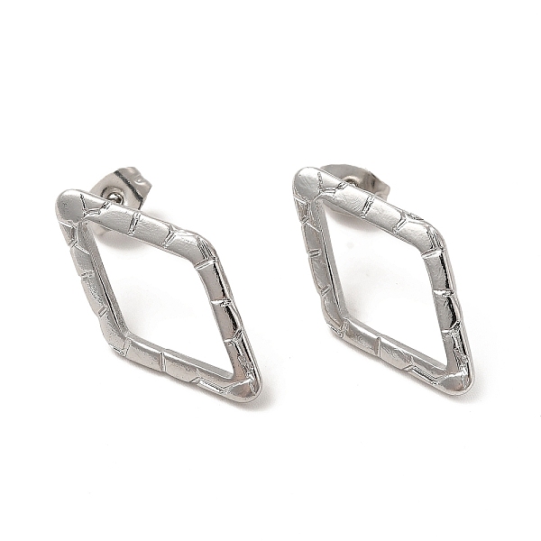 

PandaHall 304 Stainless Steel Stud Earrings for Women, Rhombus, Stainless Steel Color, 24x13mm, Pin: 0.8mm 304 Stainless Steel Rhombus