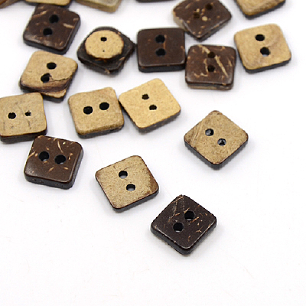 

PandaHall Coconut Buttons, 2-Hole, Square, Coconut Brown, 9.5x9.5x2.5mm, Hole: 1mm Coconut Square Brown