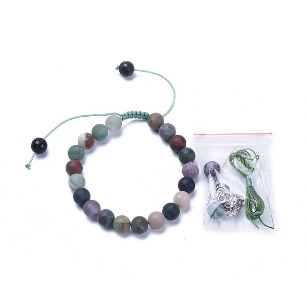 

PandaHall Adjustable Nylon Cord Braided Bracelets, with Natural Indian Agate Beads and Alloy Buddha Head Beads, Hollow Rubber Cord, Packing...