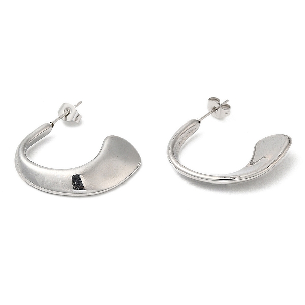 

PandaHall 304 Stainless Steel Arch Stud Earrings, Stainless Steel Color, 26x23x4~10mm 304 Stainless Steel Arch