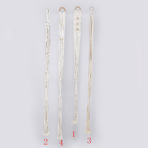 PandaHall Handmade Cotton Rope Hanging Planters Sets, Flower Pots Holder Stand, for Indoor Outdoor Home Decoration, Linen, 960~1080mm...