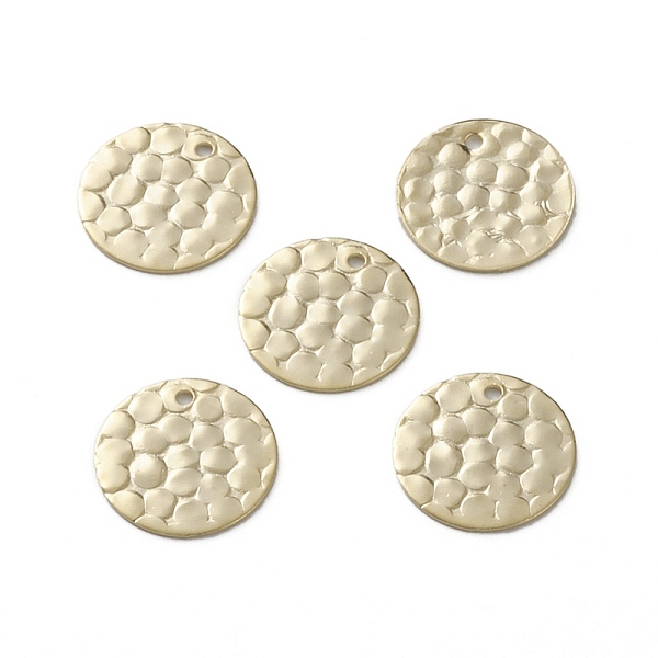

PandaHall Brass Charms, Long-Lasting Plated, Flat Round with Fish Scale Pattern, Real 24K Gold Plated, 12x0.5mm, Hole: 1mm Brass Flat Round