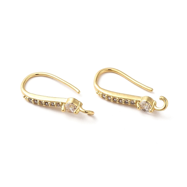 

PandaHall Brass Micro Pave Clear Cubic Zirconia Earring Hooks, Ear Wire, with Loops, Real 18K Gold Plated, 19x10x3.5mm, Hole: 1.5mm, 21...