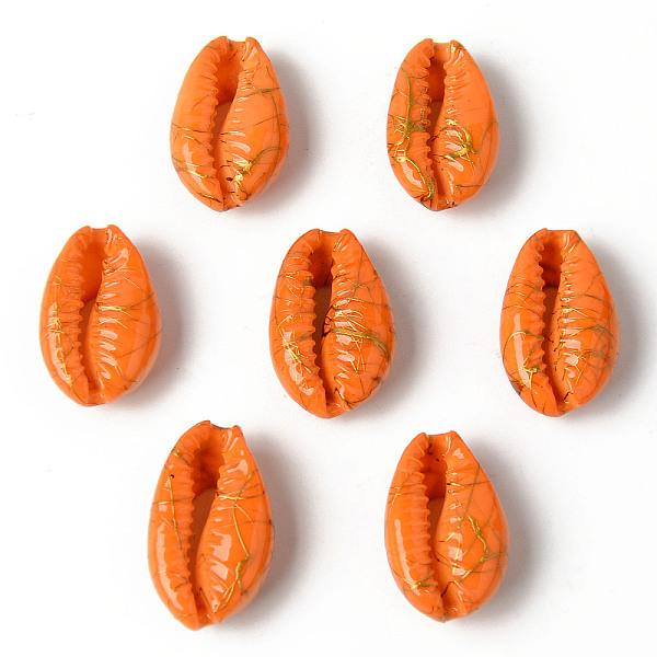 

PandaHall Natural Cowrie Shell Beads, No Hole/Undrilled, Dyed and Drawbench, Dark Orange, 18~22x12~14x7~8mm Cowrie Shell Shell Shape Orange