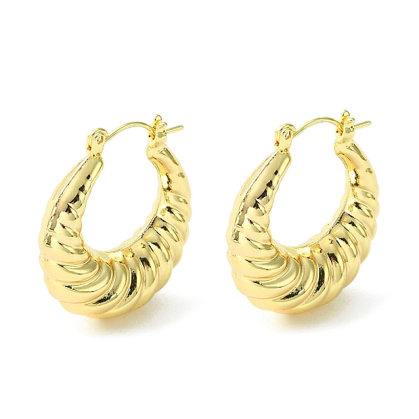 

PandaHall Brass Hoop Earrings for Women, Croissant, Real 18K Gold Plated, 29x9.5mm Brass