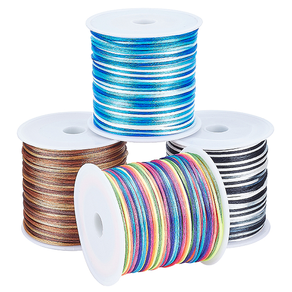

PandaHall PH 196 Yards 1.5mm Satin String Nylon Thread Gradient Color Rattail Satin Cord Silky Cord Bracelet String for Kumihimo Macrame..., Multicolor