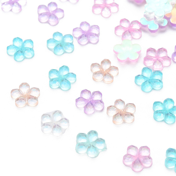 

PandaHall Transparent Resin Cabochons, AB Color Plated, Flower, Mixed Color, 6x6x1.5mm Resin Flower Multicolor