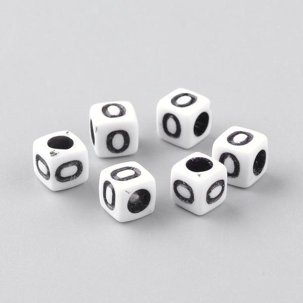 

PandaHall Opaque Acrylic Beads, Letter Style, Cube, Letter.O, 6x6x6mm, Hole: 3mm, about 3000pcs/500g Acrylic Letter O