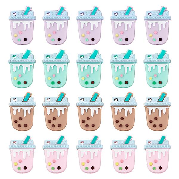 

PandaHall DICOSMETIC 20Pcs 4 Colors Silicone Focal Beads, Bubble Tea/Boba Milk Tea, Mixed Color, 35x24x8mm, Hole: 2.5mm, 5pcs/color Silicone..., Multicolor