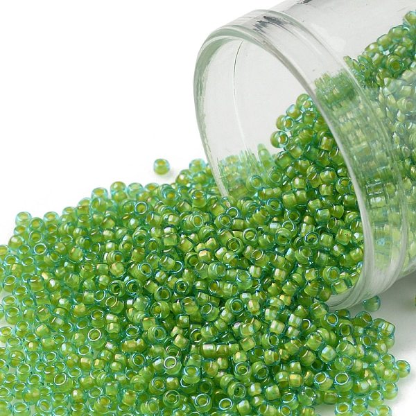 

PandaHall TOHO Round Seed Beads, Japanese Seed Beads, (307) Inside Color Aqua/Opaque Yellow Lined, 15/0, 1.5mm, Hole: 0.7mm, about...