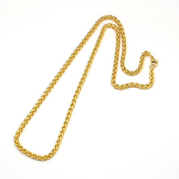 

PandaHall 304 Stainless Steel Wheat Chain Necklace Making, Golden, 19.88 inch(50.5cm), 4mm 304 Stainless Steel
