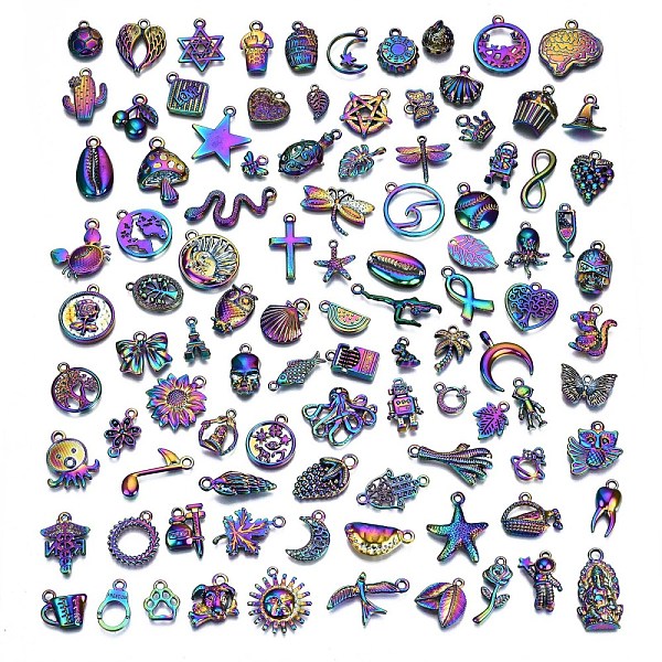 

PandaHall Rainbow Color Alloy Pendants & Link Connectors, Cadmium Free & Nickel Free & Lead Free, Mixed Shapes, 10~31x8~21x1~10.5mm, Hole...