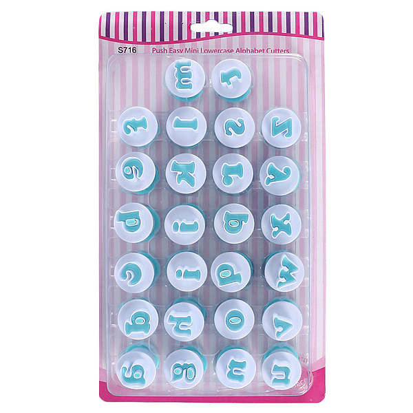 PandaHall Plastic Cookie Cutters, Alphabet Cookies Moulds, DIY Biscuit Baking Tool, Letter A~Z, Deep Sky Blue, 32x29mm Plastic Letter A~Z