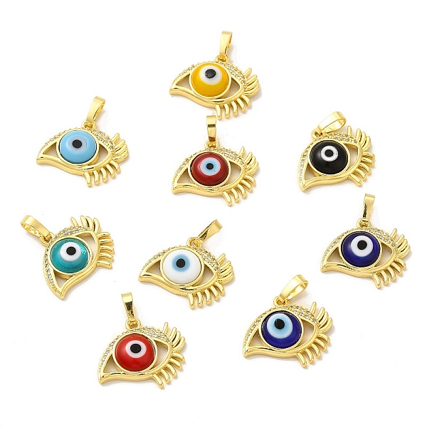 

PandaHall Rack Plating Brass Micro Pave Clear Cubic Zirconia Pendants, with Handmade Evil Eye Lampwork, Cadmium Free & Lead Free..., Multicolor