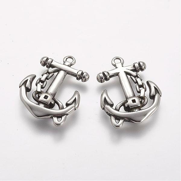 

PandaHall 304 Stainless Steel Pendants, Anchor, Antique Silver, 26x19x4mm, Hole: 1.5mm 304 Stainless Steel Anchor & Helm