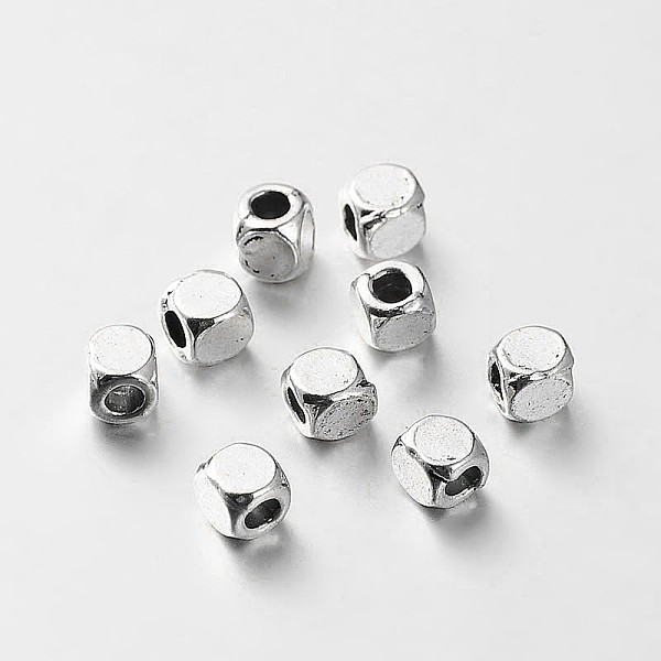 

PandaHall Tibetan Style Alloy Cube Spacer Beads, Antique Silver, 4x4x4mm, Hole: 2mm Alloy Cube
