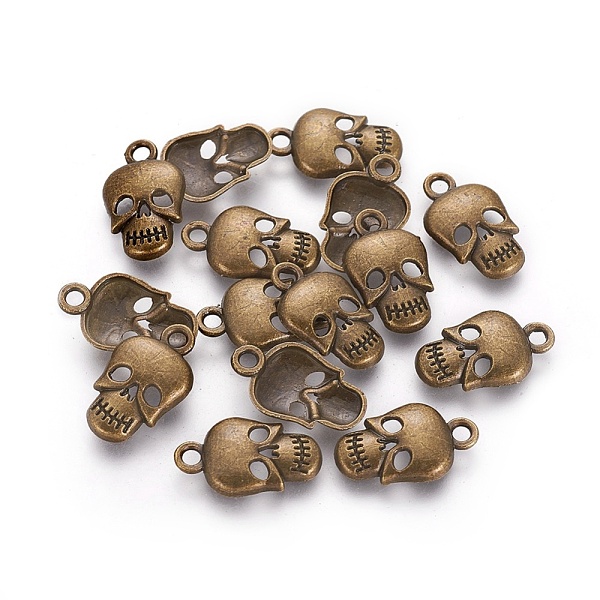 PandaHall Tibetan Style Alloy Pendants, Cadmium Free & Nickel Free & Lead Free, Skull, Halloween, Antique Bronze, 16x10x2.5mm, Hole: 2mm...