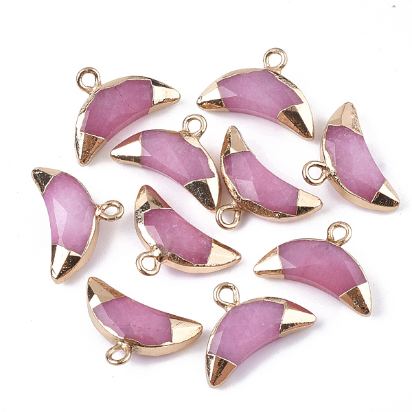 

PandaHall Electroplate Natural White Jade Charms, with Iron Findings, Faceted, Dyed, Moon, Golden, 12~13x18~19x5mm, Hole: 1.8mm White Jade...