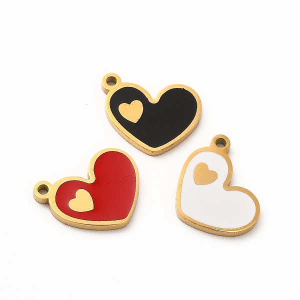 

PandaHall Ion Plating(IP) 304 Stainless Steel Enamel Charms, Heart, Mixed Color, 13x10x1mm, Hole: 1.2mm Alloy+Enamel Heart Multicolor