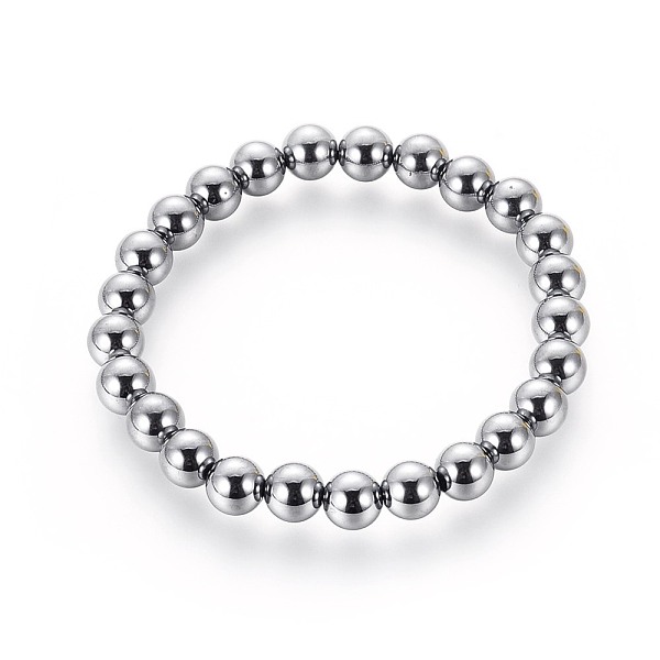 

PandaHall Terahertz Stone Beads Stretch Bracelets, Round, 2-1/4 inch(5.8cm), Bead: 8mm Terahertz Stone