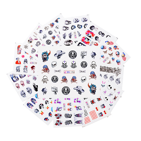 

PandaHall Nail Art Transfer Stickers, Nail Decals, DIY Nail Tips Decoration for Women, Halloween Themed Pattern, 63~66x52~55mm, 12sheets/bag..., Multicolor