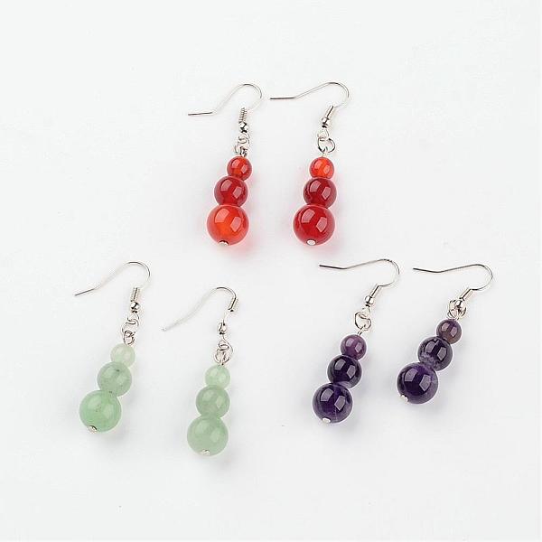 

PandaHall Natural Gemstone Dangle Earrings, with Brass Earring Hooks, 49mm, Pin: 0.6mm Mixed Stone