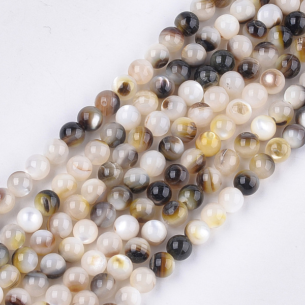 

PandaHall Black Lip Shell Beads Strands, Round, Black, 5mm, Hole: 0.8mm, about 77pcs/strand, 14.9 inch Black Lip Shell Round Black