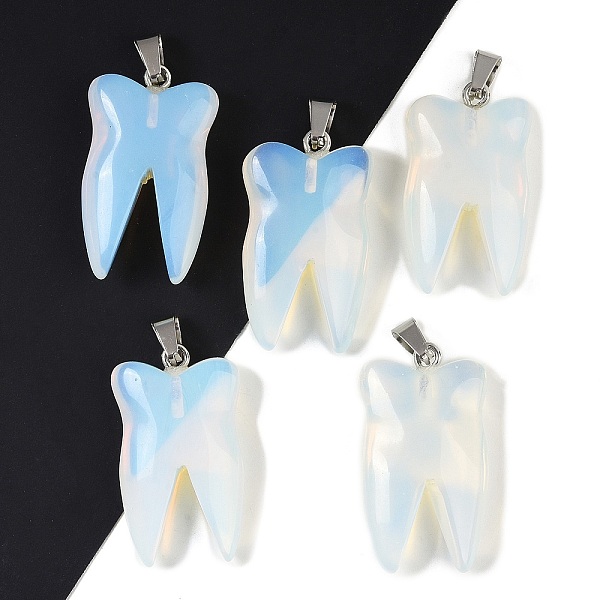 

PandaHall Opalite Pendants, with Stainless Steel Color Stainless Steel Findings, Tooth Charms, 39.5~40x19~19.5x8~8.5mm, Hole: 3.5x6.5mm...