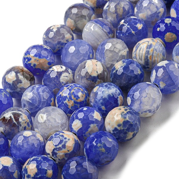 

PandaHall Faceted Natural Fire Crackle Agate Beads Strands, Round, Dyed & Heated, Royal Blue, 12mm, Hole: 1.6mm, about 31pcs/strand, 14.76''...