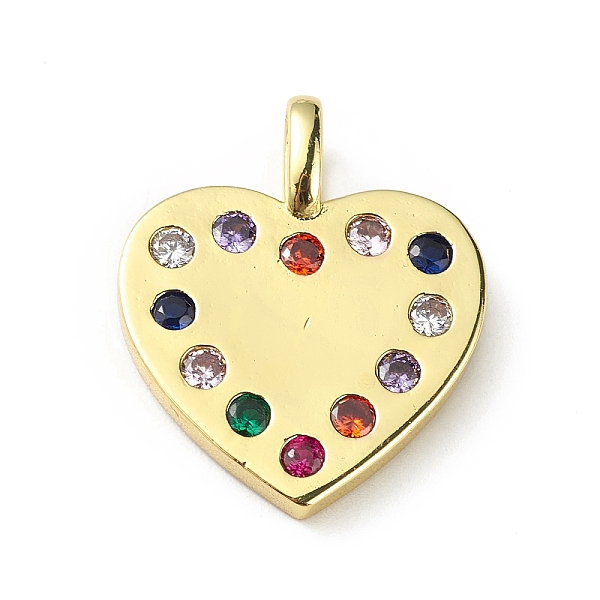 

PandaHall Rack Plating Brass Micro Pave Cubic Zirconia Pendants, Heart Charm, Cadmium Free & Lead Free, Long-Lasting Plated, Real 18K Gold...