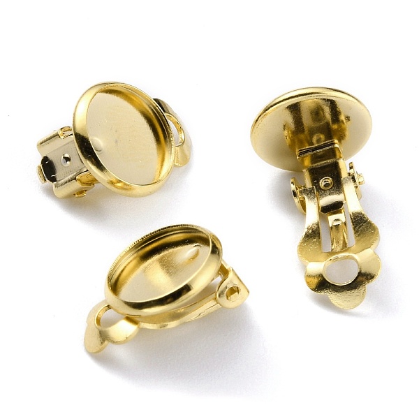

PandaHall Brass Clip-on Earring Findings, Real 24K Gold Plated, 16x12x8.5mm Brass