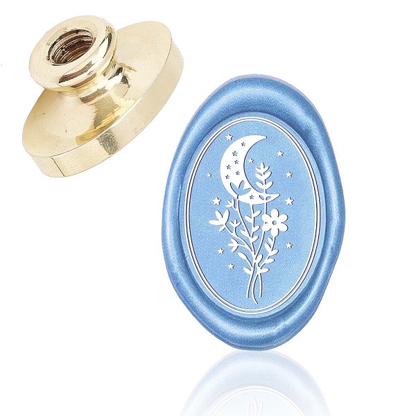 

PandaHall Wax Seal Brass Stamp Head, for Wax Seal Stamp, Oval, Moon Pattern, 3x2x1.45cm Brass