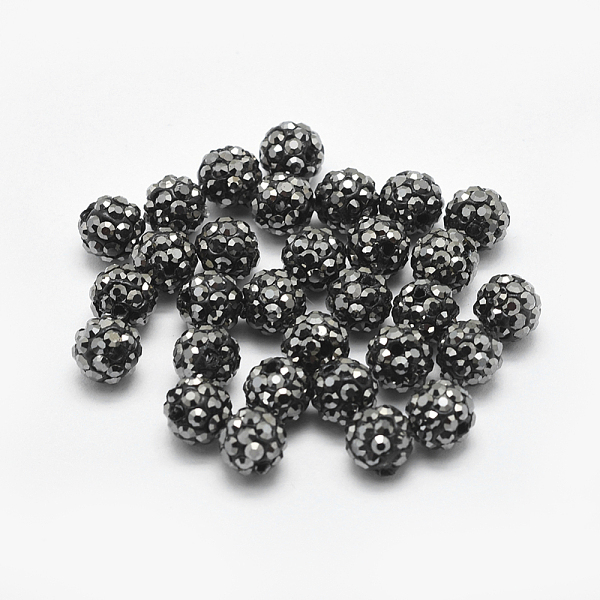 

PandaHall Handmade Polymer Clay Rhinestone Beads, Round, Hematite, 6mm, Hole: 0.8mm Polymer Clay+Glass Rhinestone Round Black