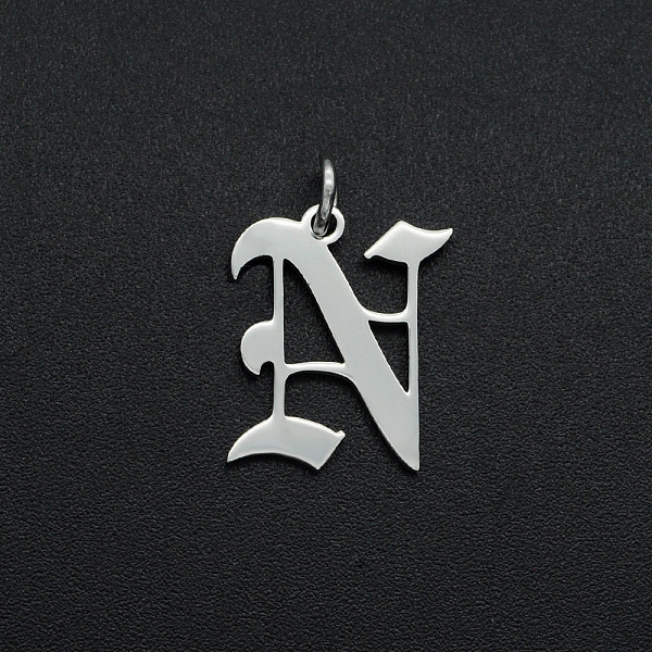 

PandaHall 304 Stainless Steel Pendants, with Jump Ring, Old English, Letter, Laser Cut, Stainless Steel Color, Letter.N, 15.5x13x1mm, Hole...