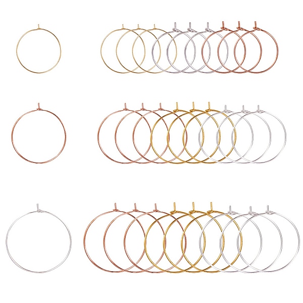 

PandaHall Brass Wine Glass Charm Rings, Hoop Earrings Findings, Mixed Color, 20x0.8mm, 20pcs/color, 60pcs/set Brass
