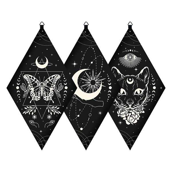 

PandaHall CRASPIRE 3pcs Minimalist Boho Wall Decorations Butterfly Wood Wall Signs Farmhouse Rustic Cat Wall Pediments Moon and Sun Decor..., Black