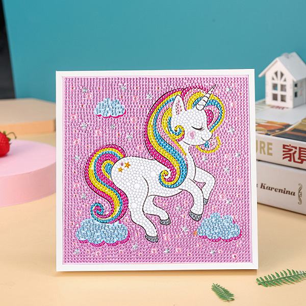 

PandaHall DIY Square Animal Diamond Painting Kits, Including Frame, Resin Rhinestones, Diamond Sticky Pen, Tray Plate and Glue Clay, Unicorn...