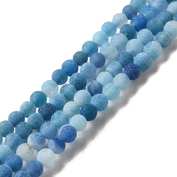 

PandaHall Natural Crackle Agate Beads Strands, Dyed, Round, Grade A, Cornflower Blue, 4mm, Hole: 0.8mm, about 93pcs/strand, 15 inch Crackle...