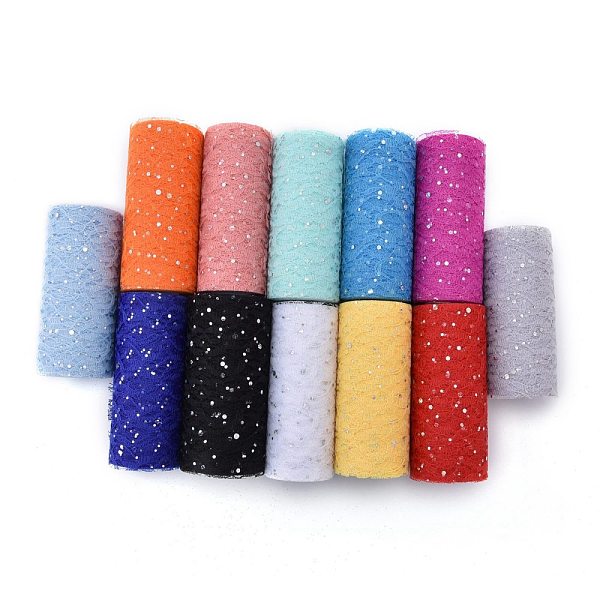 

PandaHall Glitter Sequin Deco Mesh Ribbons, Tulle Fabric, for Wedding Party Decoration, Skirts Decoration Making, Mixed Color, 6 inch(150mm)..., Multicolor