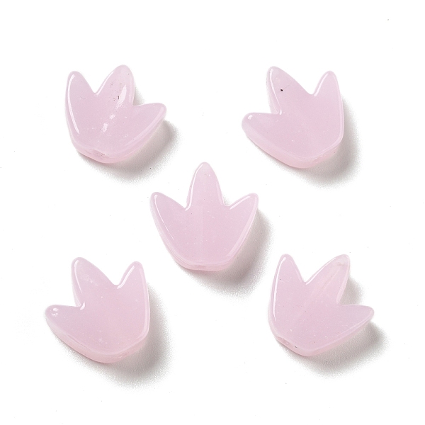 

PandaHall Glass Beads, Tulip Flower, Pearl Pink, 16x16x5.5~6mm, Hole: 2mm Glass Flower